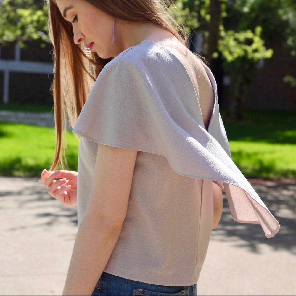 Lavender cropped blouse with back detail